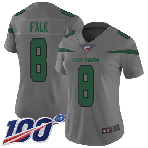 New York Jets Limited Gray Women Luke Falk Jersey NFL Football #8 100th Season Inverted Legend->youth nfl jersey->Youth Jersey